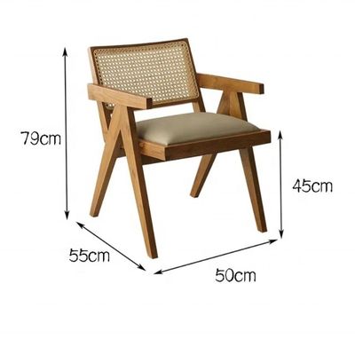 Diseño específico de sillas de comedor Muebles para el hogar silla de ratán con embalaje de correo y madera sólida tapizada