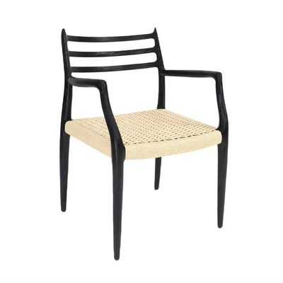 Silla de brazo de madera de estilo japonés Silla de comedor de papel tejido de cordón en estilo industrial japonés nórdico para muebles para el hogar