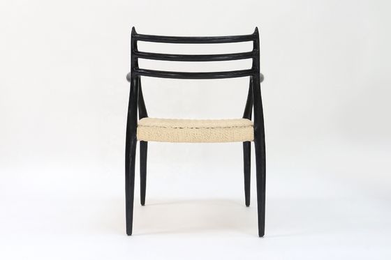 Silla de brazo de madera de estilo japonés Silla de comedor de papel tejido de cordón en estilo industrial japonés nórdico para muebles para el hogar