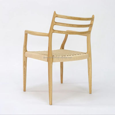 Silla de comedor de madera maciza Muebles W64*D50.5*H77CM Silla de cuerda de papel tejida a mano para exteriores dentro del paquete de correo Y
