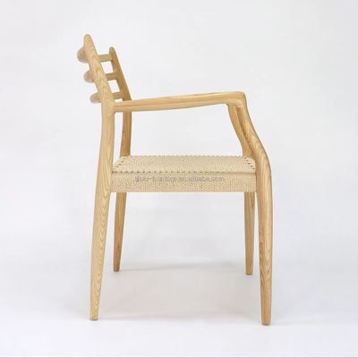 Silla de comedor de madera maciza Muebles W64*D50.5*H77CM Silla de cuerda de papel tejida a mano para exteriores dentro del paquete de correo Y