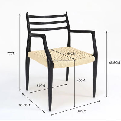Silla de comedor de madera maciza Muebles W64*D50.5*H77CM Silla de cuerda de papel tejida a mano para exteriores dentro del paquete de correo Y