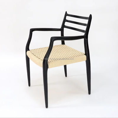 Silla de comedor de madera maciza Muebles W64*D50.5*H77CM Silla de cuerda de papel tejida a mano para exteriores dentro del paquete de correo Y