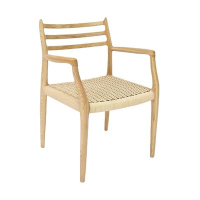 Muebles para edificios de oficinas silla de comedor de madera maciza tejida a mano con nitrolacquer acabado en estilo nórdico