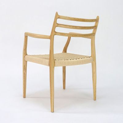 Muebles para edificios de oficinas silla de comedor de madera maciza tejida a mano con nitrolacquer acabado en estilo nórdico