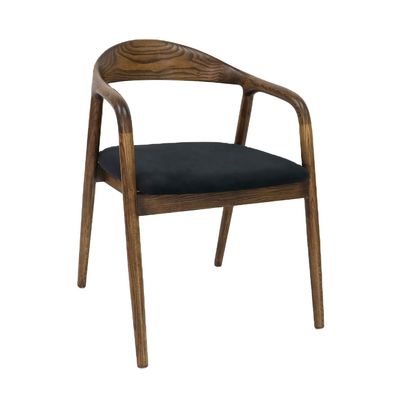Sillón de madera sencillo Sala de telas Restaurante Restaurante nórdico Comedor de madera Café Té Sillones de ocio Sillón de comedor de madera maciza OEM/ODM