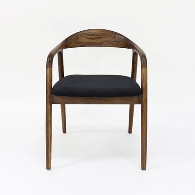 Sillón de madera sencillo Sala de telas Restaurante Restaurante nórdico Comedor de madera Café Té Sillones de ocio Sillón de comedor de madera maciza OEM/ODM