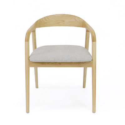 Sillón de madera sencillo Sala de telas Restaurante Restaurante nórdico Comedor de madera Café Té Sillones de ocio Sillón de comedor de madera maciza OEM/ODM