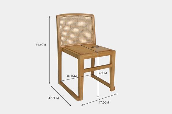 Silla de vícara apilada con espalda de ratán y asiento de madera sólida para boda Muebles de comedor de cafetería al aire libre