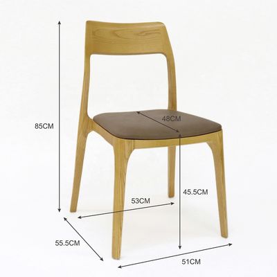 Salón de comedor moderno nórdico Cuadro de madera maciza Cuero de comedor silla apilable Diseño atemporal y clásico