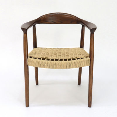 Silla de comedor de madera maciza para restaurante Ceniza de cordón tejida a mano/marco de madera de caucho Sencillez Muebles para el hogar