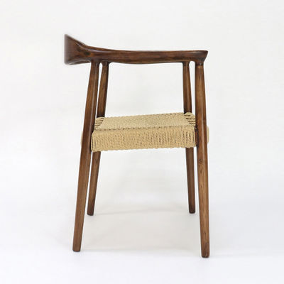 Silla de comedor de madera maciza para restaurante Ceniza de cordón tejida a mano/marco de madera de caucho Sencillez Muebles para el hogar