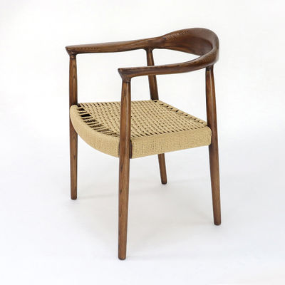 Silla de comedor de madera maciza para restaurante Ceniza de cordón tejida a mano/marco de madera de caucho Sencillez Muebles para el hogar