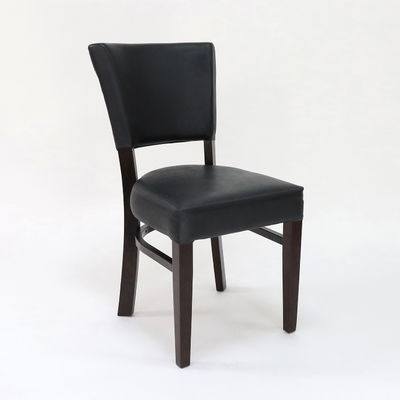 Restaurante Silla de comedor de madera con tapicería de cuero PU y cubierta de nuez/natural/negra