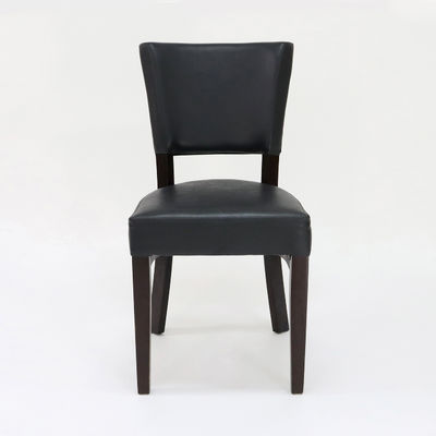 Restaurante Silla de comedor de madera con tapicería de cuero PU y cubierta de nuez/natural/negra