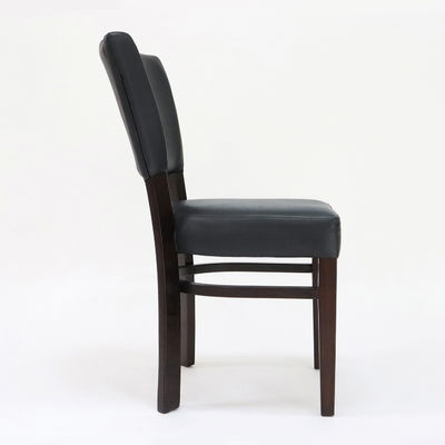 Restaurante Silla de comedor de madera con tapicería de cuero PU y cubierta de nuez/natural/negra