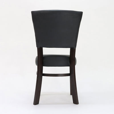 Restaurante Silla de comedor de madera con tapicería de cuero PU y cubierta de nuez/natural/negra