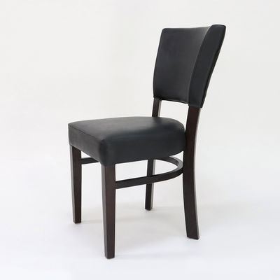 Restaurante Silla de comedor de madera con tapicería de cuero PU y cubierta de nuez/natural/negra