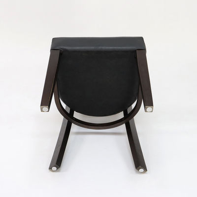 Restaurante Silla de comedor de madera con tapicería de cuero PU y cubierta de nuez/natural/negra