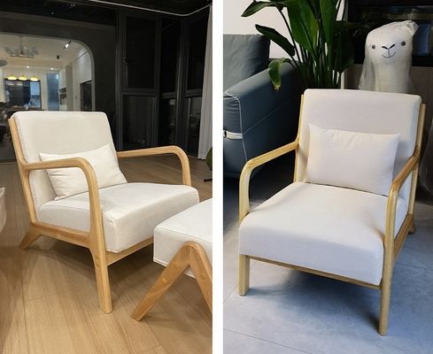 General Muebles para el hogar Moderno Nordic Luxury Silla de salón de madera maciza Sofá de ocio Silla para el salón