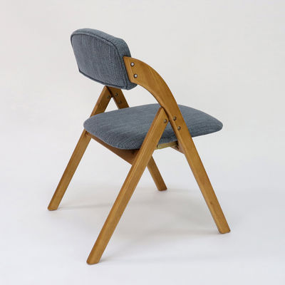 Silla de comedor de madera de estilo vintage personalizada con diseño plegable y tapa de tela