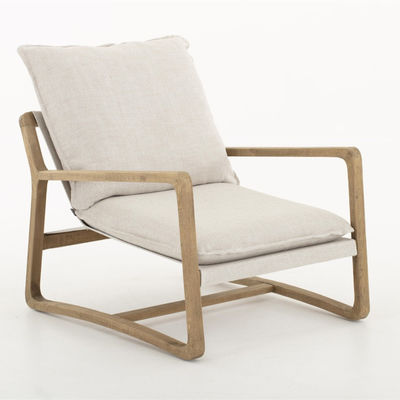 Madera sólida salón nórdico ocio KD desmontable sofá silla para el salón con modelo de diseño de marco de madera natural