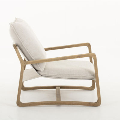 Madera sólida salón nórdico ocio KD desmontable sofá silla para el salón con modelo de diseño de marco de madera natural