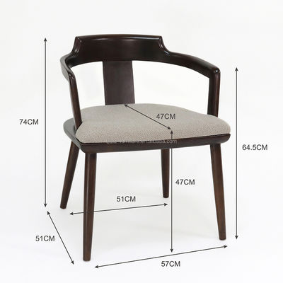 Silla de comedor de madera de estilo clásico Tapicería de tela personalizada para muebles de restaurante