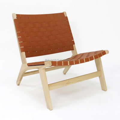 Diseño moderno Sofá de ocio de madera sólida Conjunto para sala de estar Silla de salón de cuero PU en acabado de nuez