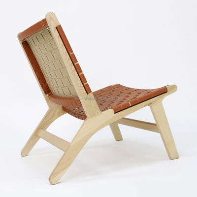 Diseño moderno Sofá de ocio de madera sólida Conjunto para sala de estar Silla de salón de cuero PU en acabado de nuez