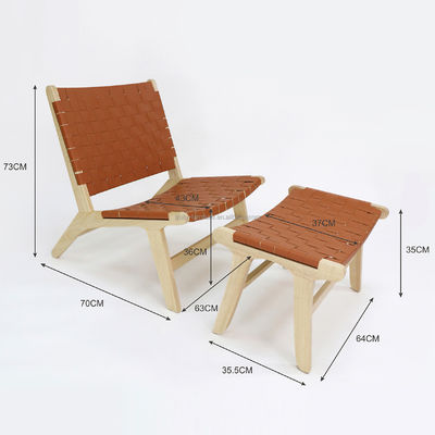 Diseño moderno Sofá de ocio de madera sólida Conjunto para sala de estar Silla de salón de cuero PU en acabado de nuez