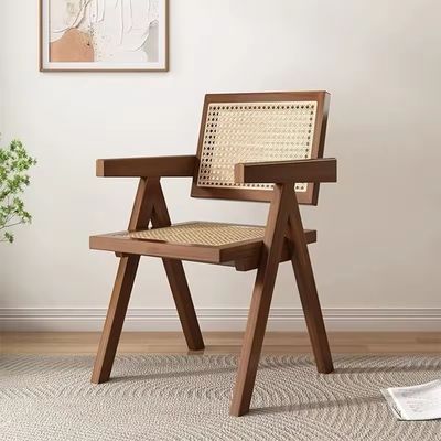 Madera maciza y tapizado de rotín silla de comedor nórdica para restaurante diseño de muebles para el hogar moderno