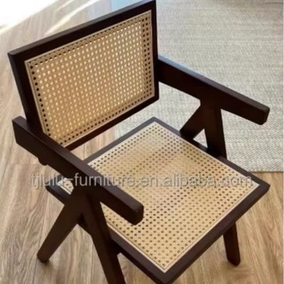 Madera maciza y tapizado de rotín silla de comedor nórdica para restaurante diseño de muebles para el hogar moderno