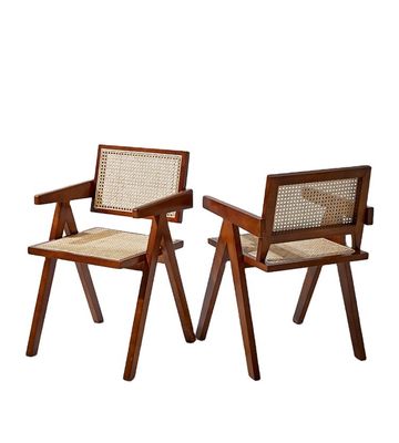 Madera maciza y tapizado de rotín silla de comedor nórdica para restaurante diseño de muebles para el hogar moderno