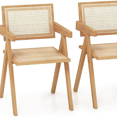 Madera maciza y tapizado de rotín silla de comedor nórdica para restaurante diseño de muebles para el hogar moderno