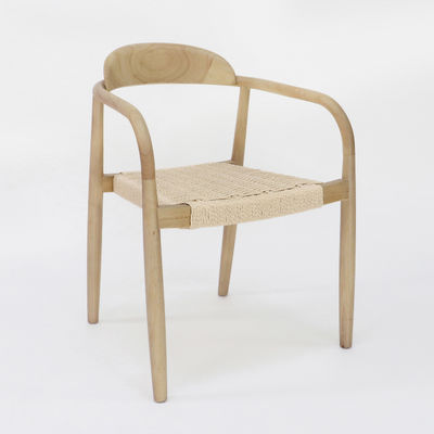 Silla de comedor específica de madera sólida de tejido natural moderno para restaurante