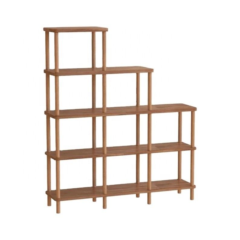 Sala de estar Estante de libros de madera maciza madera de haya Estante de libros de madera minimalista con estantes plegables