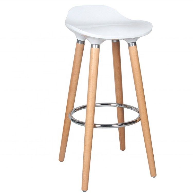 Muebles de bar Piernas de madera sólida ABS silla de bar de plástico para muebles modernos de taburetes altos
