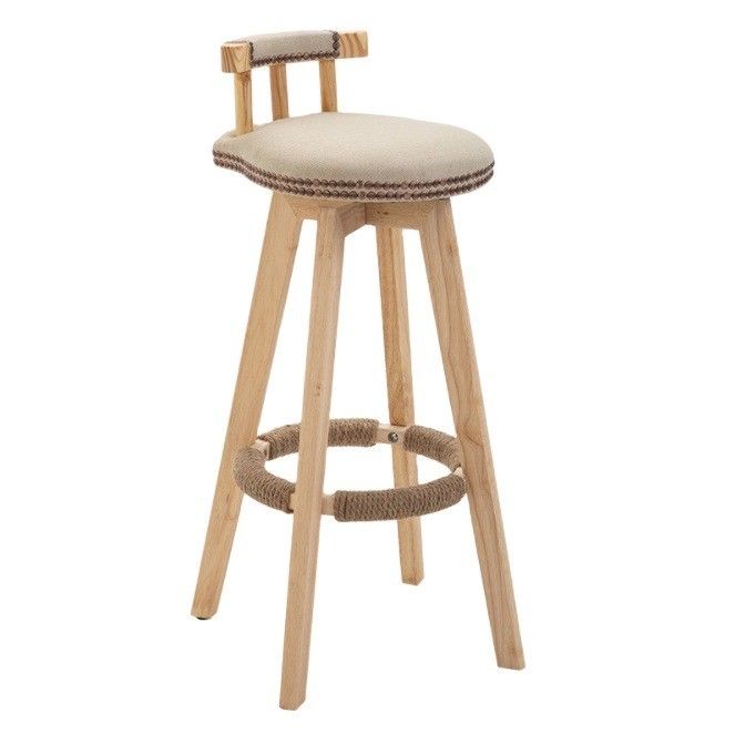 Cadro de madera sólida Modernas sillas de bar nórdicas con esponja de alta densidad y asiento de tela / cuero