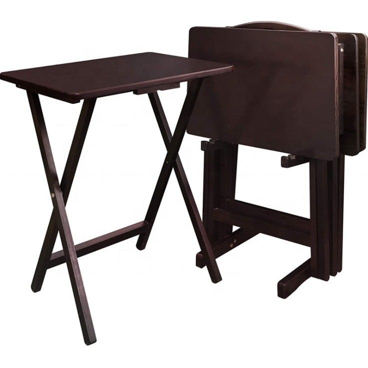 Mesa de comedor plegable de madera sólida para estudio y portabilidad en ambientes al aire libre
