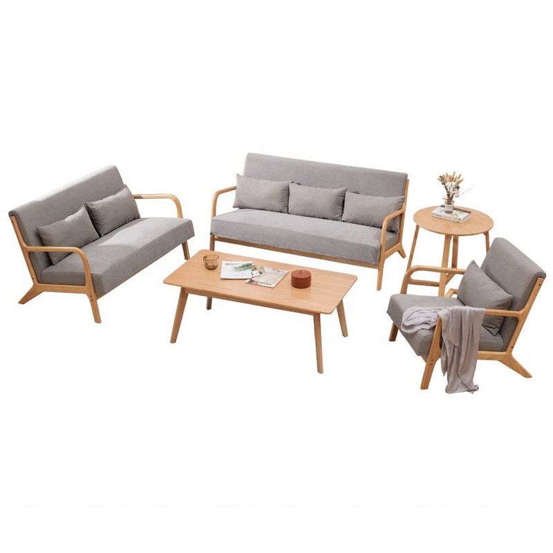 Muebles de sala de estar más recientes personalizados exquisita mano de obra Sofá seccional con piernas de madera Piernas de madera Set de sofá de sala de estar