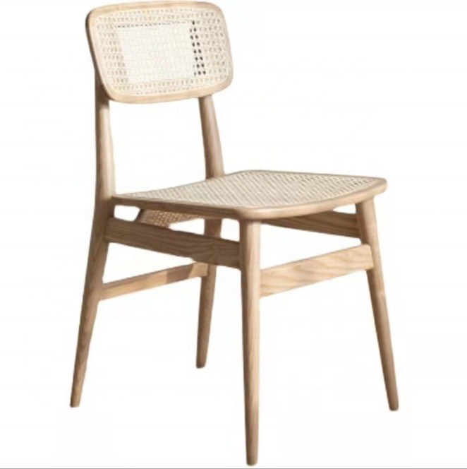 Diseño moderno estilo nórdico silla de asiento de madera maciza de ratán Servicio OEM