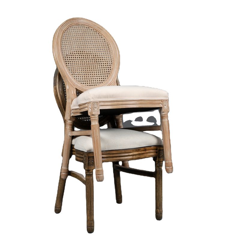 Tejido de comedor de madera de estilo vintage francés de madera de boda apilable silla de madera con acabado de nitrolaca resistente y duradera