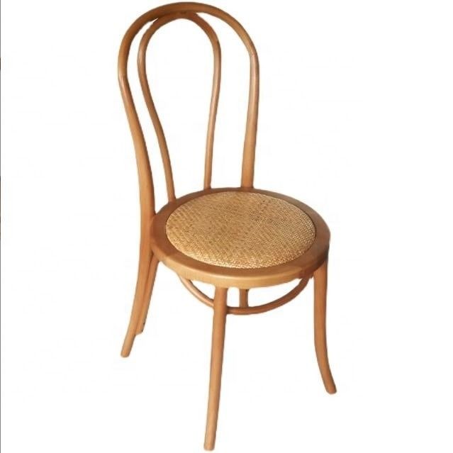 Cama de cama de madera sólida con respaldo retro curvado de ratán silla silla de comedor de color negro / blanco / nuez / nuez clara para muebles para el hogar