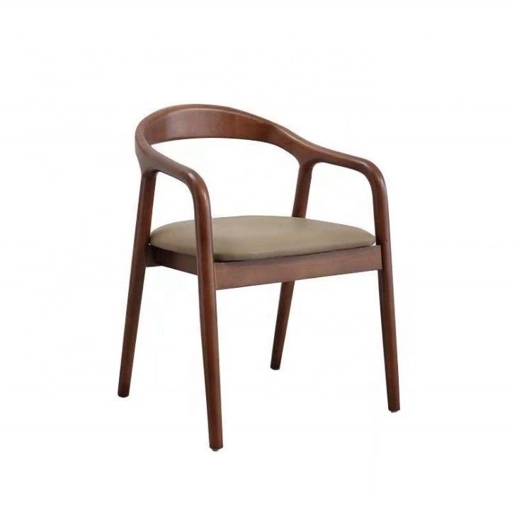 Silla de comedor de madera sólida Nordic Light Luxury Hotel Cafe Tejido o cuero para comidas finas
