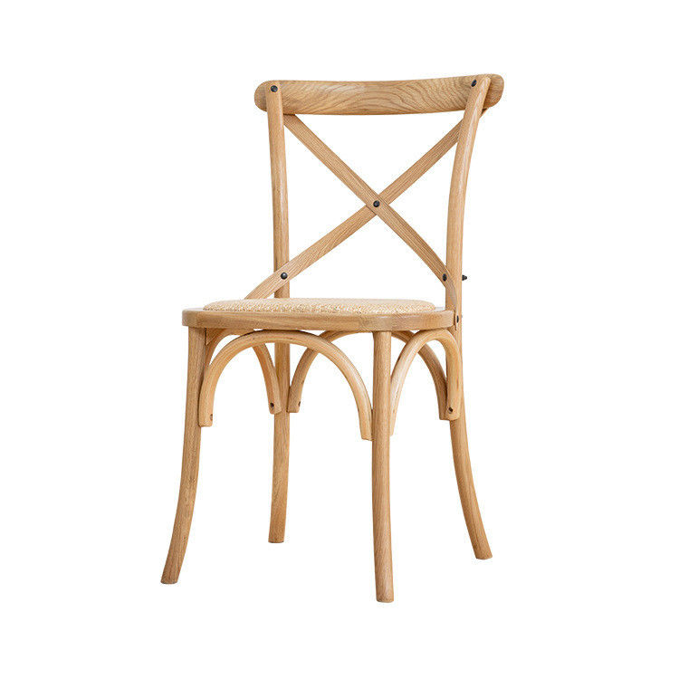 Restaurante y hotel silla de espalda cruzada de madera maciza tejida en estilo nórdico moderno para la boda