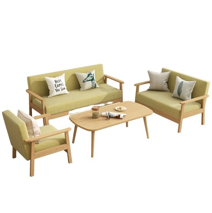 Sofá de madera tapizado moderno muebles para sala de estar en 64/113/157cm*59cm*71/101/146cm