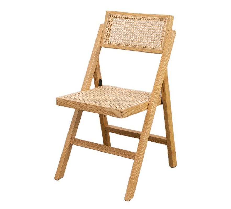 Restaurante Hotel Nórdico Moderno Rattan Natural Doblable Silla de comedor de madera sólida para muebles de comedor