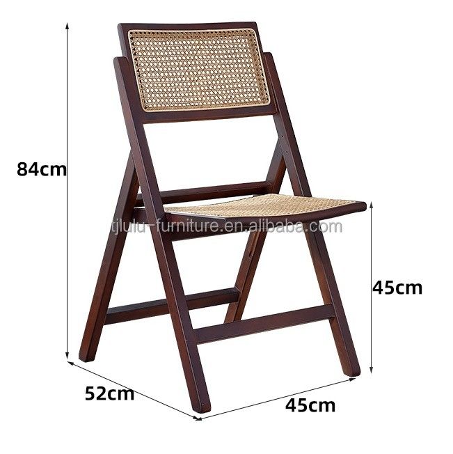 Embalaje de correo Cadeira de comedor plegable de madera maciza de ratán para decoración de restaurantes nórdicos