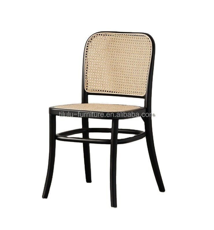 Muebles de comedor Respaldo de madera de ratán Silla de ratán de ocio para interiores nórdicos Jardín moderno Restaurante Muebles de café